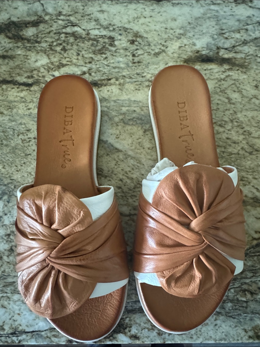 Diba True Women's Tan Twisted Knot Slide Mules